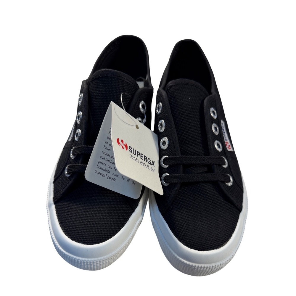 Superga 2750 Cotu Classic Black White Canvas Low Top Sneakers Mens 4.5 Womens 6 - Picture 1 of 7